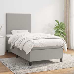 Box spring postel s matrací světle šedá 90x190 cm textil - obrázek 1