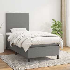 Box spring postel s matrací tmavě šedá 100 x 200 cm textil - obrázek 1
