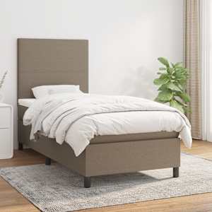 Box spring postel s matrací taupe 100 x 200 cm textil - obrázek 1