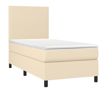 vidaXL Sommier &agrave; lattes de lit avec matelas Cr&egrave;me 100x200 cm Tissu