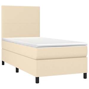 vidaXL Sommier &agrave; lattes de lit avec matelas Cr&egrave;me 100x200 cm Tissu