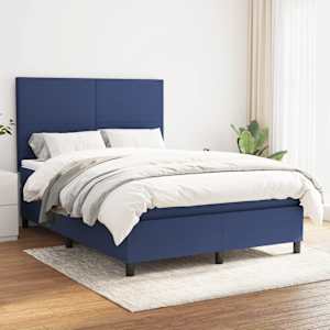 Box spring postel s matrací modrá 140x190 cm textil - obrázek 1