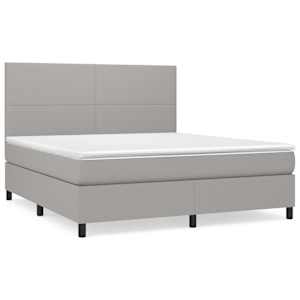Box spring postelja z vzmetnico svetlo siva 160x200 cm žamet - slika 2