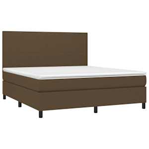 Box spring postelja z vzmetnico temno rjava 160x200 cm blago - slika 3