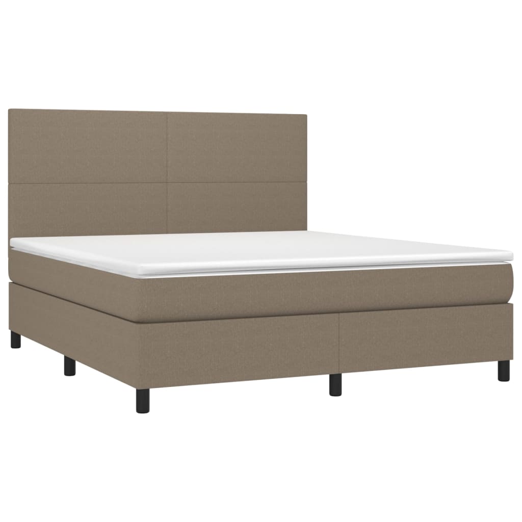 vidaXL Boxspring met matras stof taupe 160x200 cm afbeelding