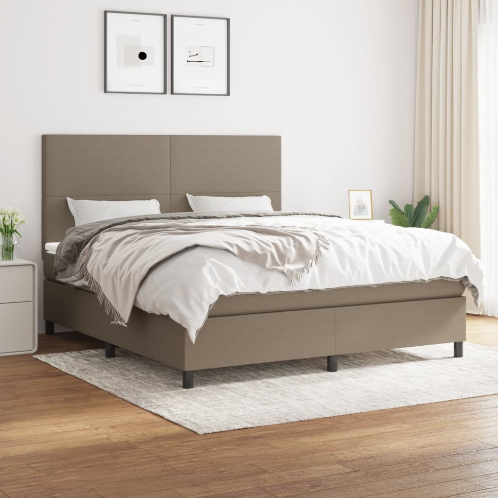 Lit à sommier tapissier avec matelas Taupe 160x200 cm Tissu