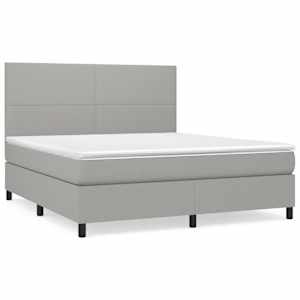 Box spring postelja z vzmetnico svetlo siva 180x200 cm blago - slika 2