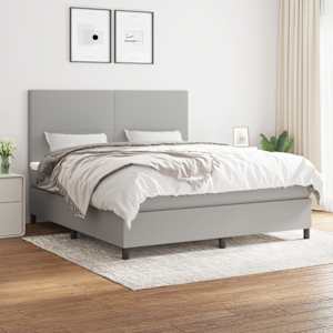 Box spring postel s matrací světle šedá 180 x 200 cm textil - obrázek 1