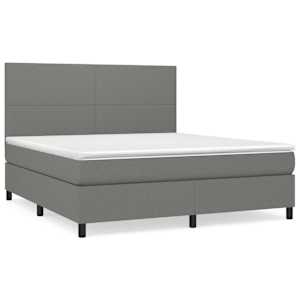 Box spring postelja z vzmetnico temno siva 180x200 cm blago - slika 2
