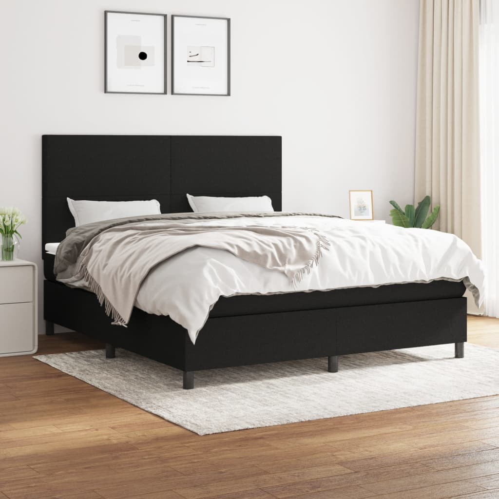 Lit à sommier tapissier avec matelas Noir 180x200 cm Tissu