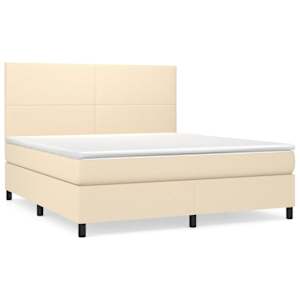 Box spring postel s matrací krémová 180x200 cm textil - obrázek 2