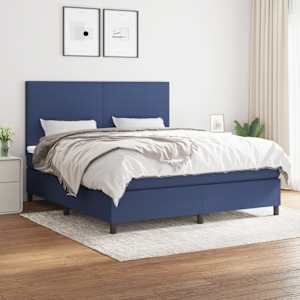 Box spring postel s matrací modrá 180x200 cm textil - obrázek 1