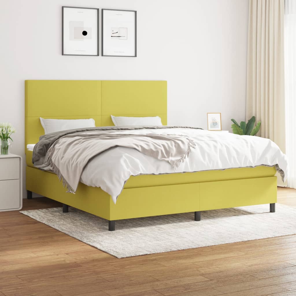 Box spring postel s matrací zelená 180 x 200 cm textil