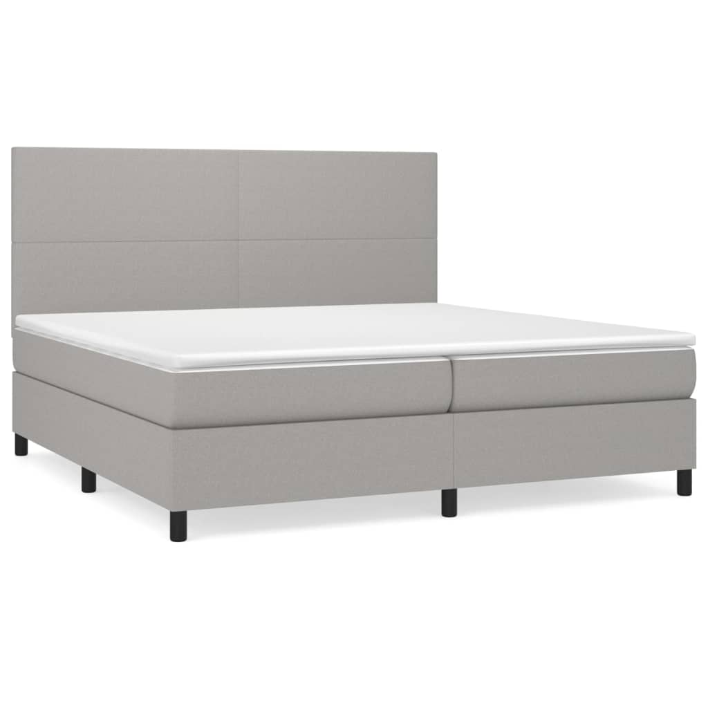 vidaXL Box spring postelja z vzmetnico svetlo siva 200x200 cm blago