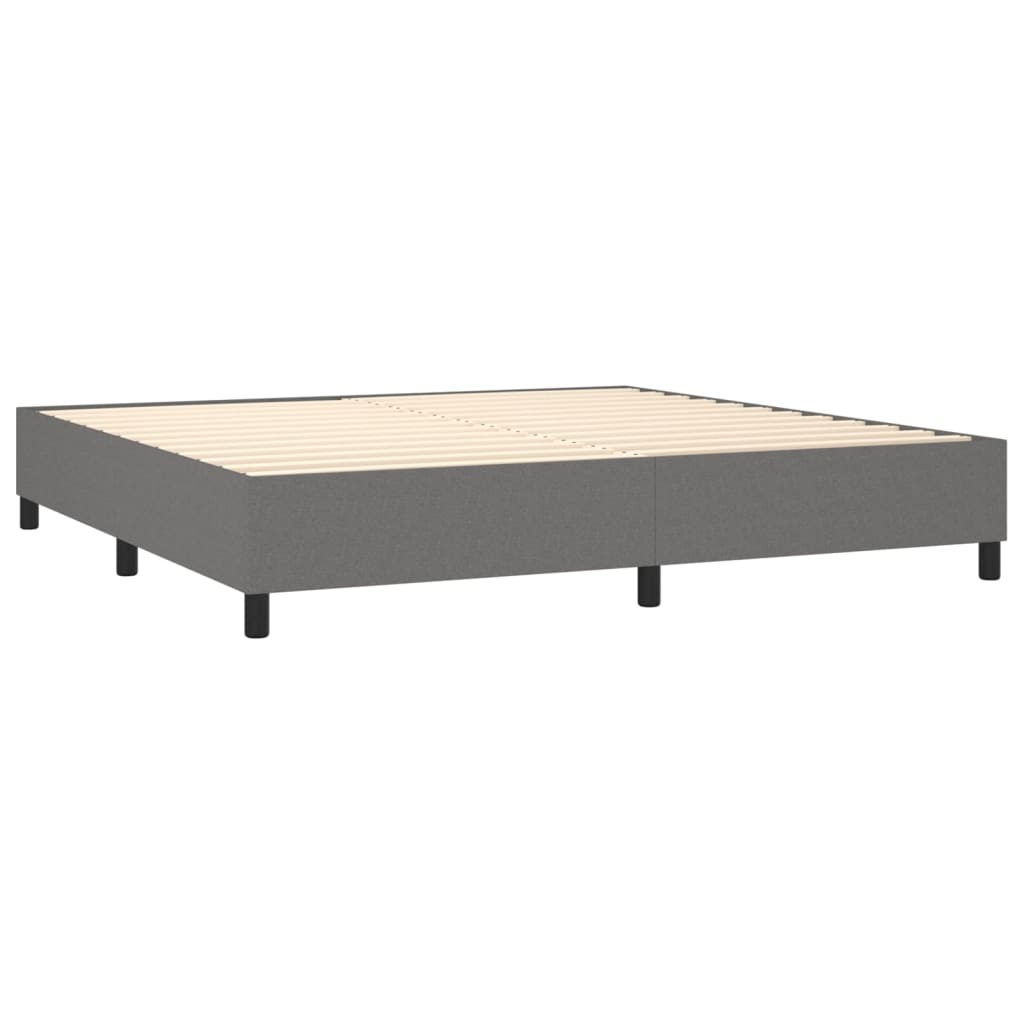 Sötétszürke szövet rugós ágy matraccal 200 x 200 cm 