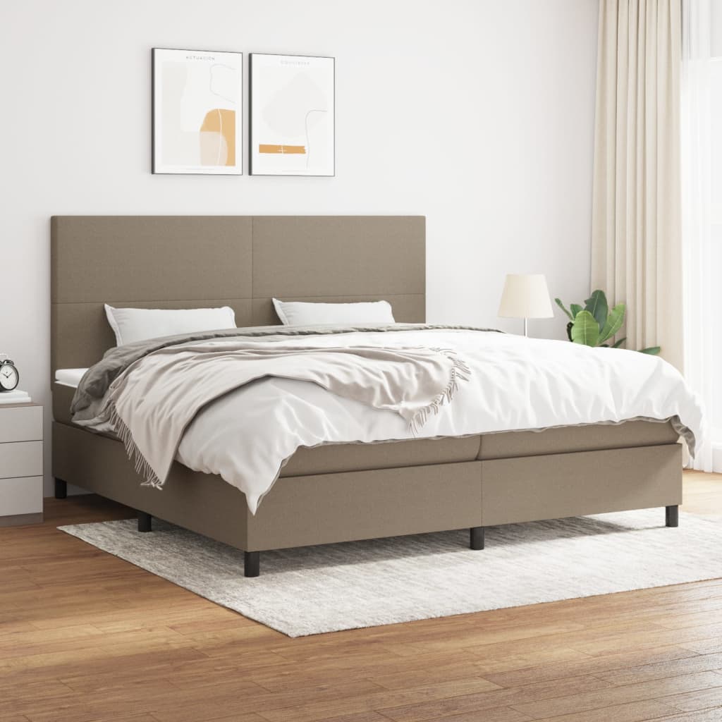 vidaXL Boxspringbett mit Matratze Taupe 200x200 cm Stoff