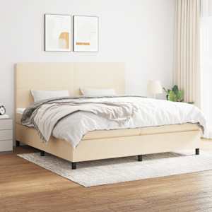 Box spring postel s matrací krémová 200x200 cm textil - obrázek 1