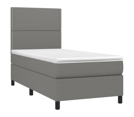 vidaXL Cama box spring con colch&oacute;n tela gris oscuro 80x200 cm