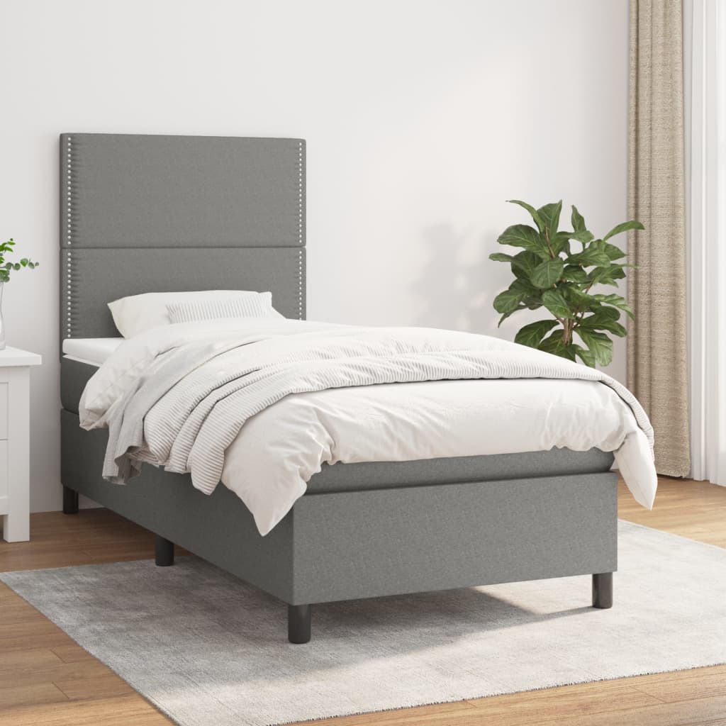 Box spring postel s matrací tmavě šedá 80 x 200 cm textil