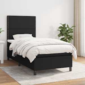 Box spring postel s matrací černá 80 x 200 cm textil - obrázek 1