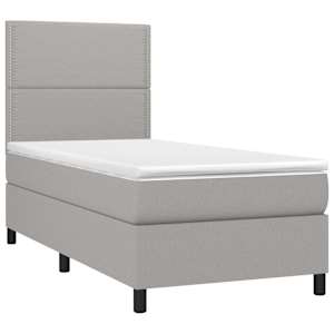 Box spring postel s matrací světle šedá 90x190 cm textil - obrázek 3