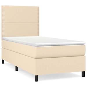 Box spring postel s matrací krémová 90x190 cm textil - obrázek 2