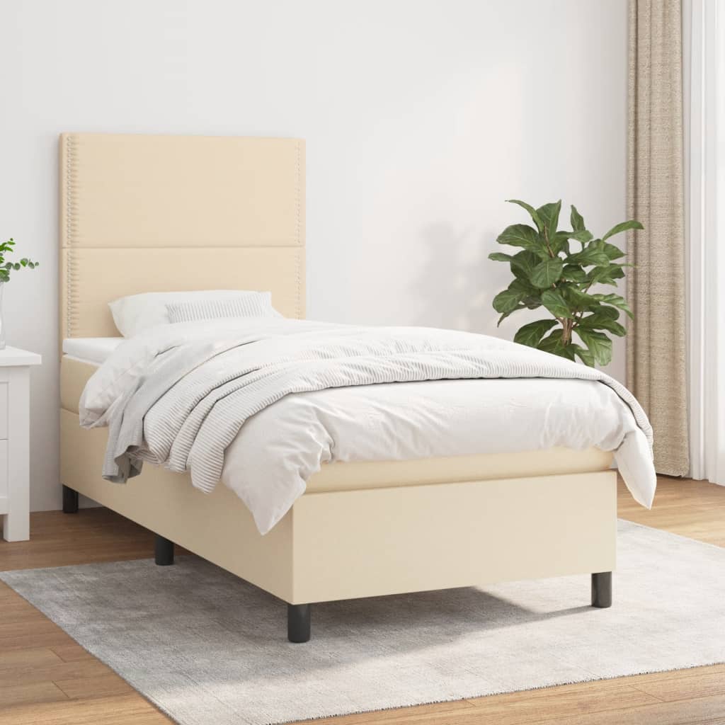  ΚΡΕΒΑΤΙ BOXSPRING ΜΕ ΣΤΡΩΜΑ ΚΡΕΜ 90X190 ΕΚ.ΥΦΑΣΜΑΤΙΝΟ V-3141662