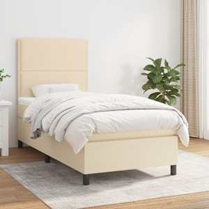 Box spring postel s matrací krémová 90x190 cm textil - obrázek 1