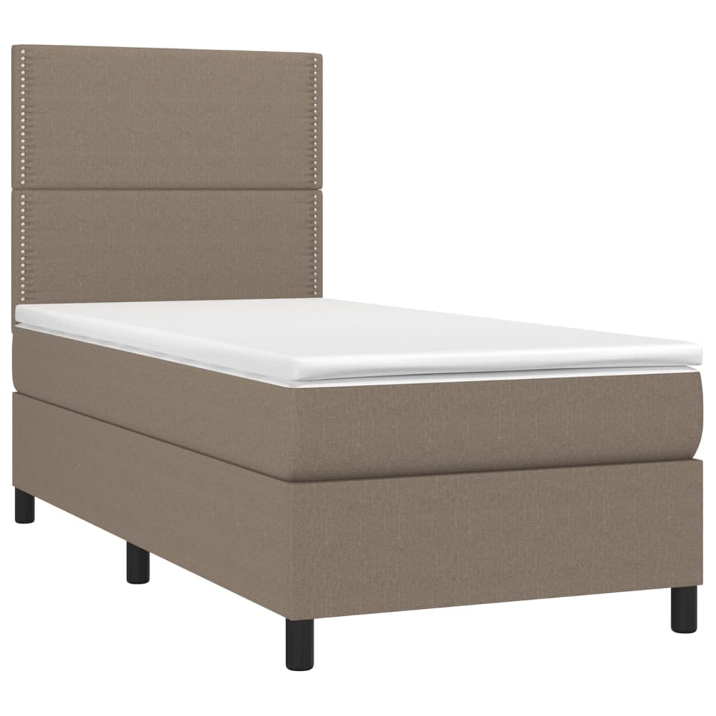 vidaXL Boxspring met matras stof taupe 90x200 cm afbeelding