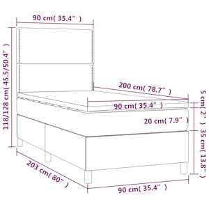 Box spring postelja z vzmetnico moder 90x200 cm blago - slika 6