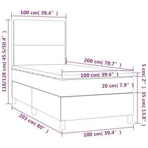 Box spring postelja z vzmetnico črna 100x200 cm blago - slika 6