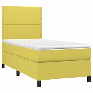 vidaXL Lova su spyruoklėmis ir čiužiniu, žalia, 100x200cm, audinys