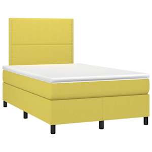 vidaXL Lova su spyruoklėmis ir čiužiniu, žalia, 120x200 cm, audinys