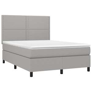 Box spring postel s matrací světle šedá 140 x 190 cm textil - obrázek 3