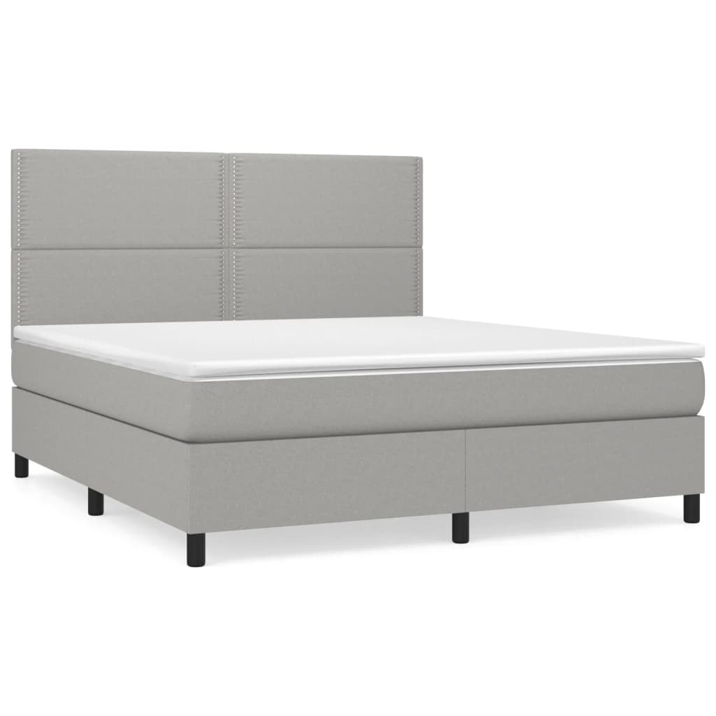 vidaXL Box spring postelja z vzmetnico svetlo siva 180x200 cm blago