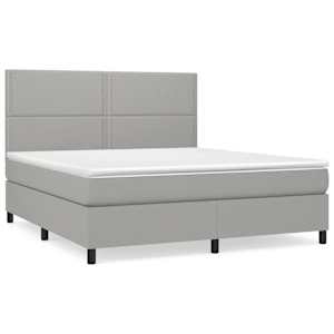 Box spring postel s matrací světle šedá 180 x 200 cm textil - obrázek 2