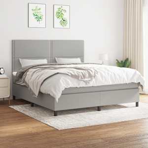 Box spring postel s matrací světle šedá 180 x 200 cm textil - obrázek 1