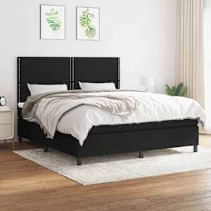 Box spring postel s matrací černá 180x200 cm textil - obrázek 1