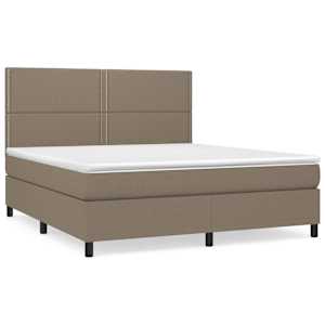 Box spring postelja z vzmetnico taupe 180x200 cm blago - slika 2