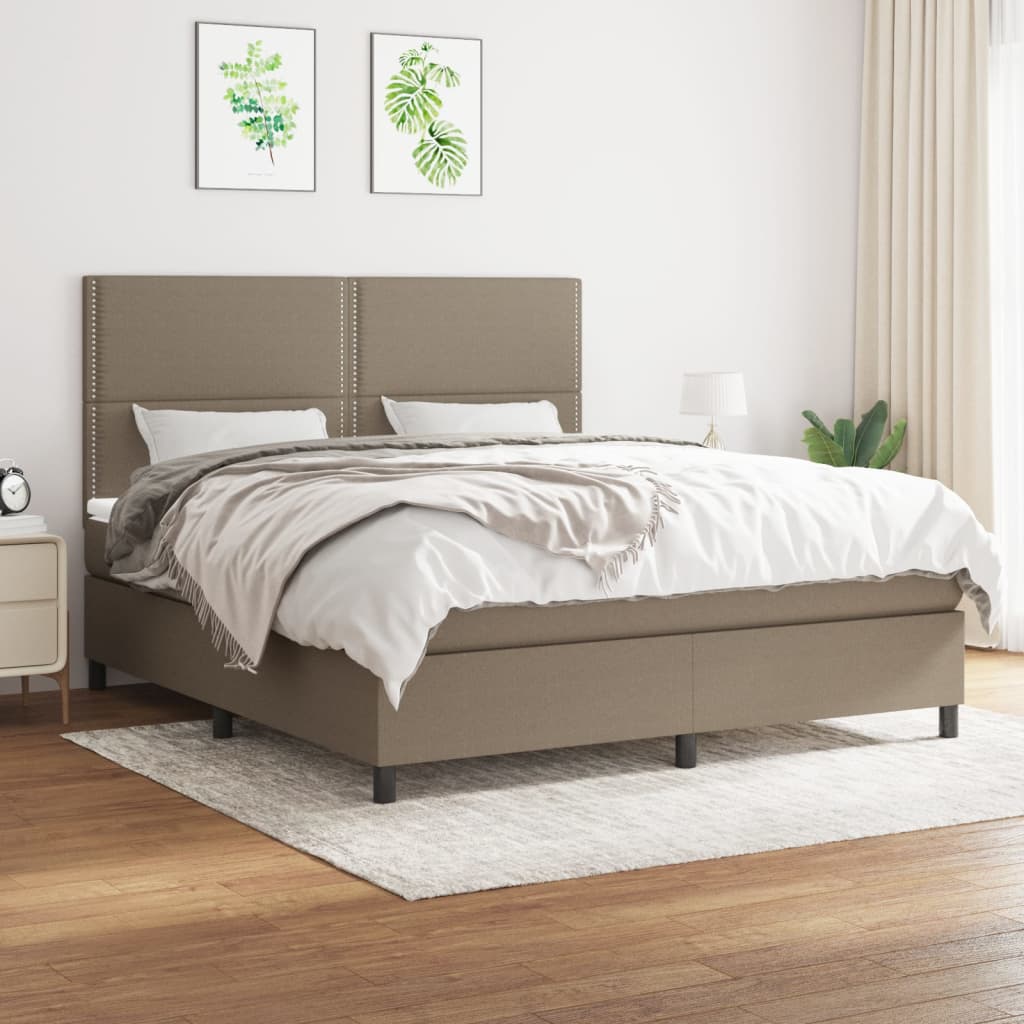 Boxspringbett mit Matratze Taupe 180×200 cm Stoff