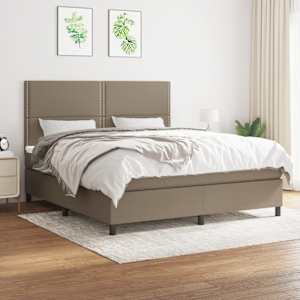 Box spring postel s matrací taupe 180x200 cm textil - obrázek 1