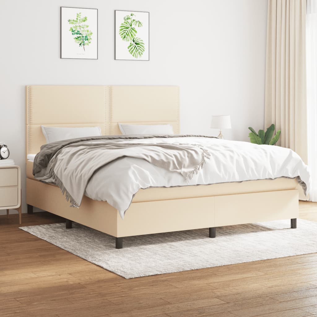  ΚΡΕΒΑΤΙ BOXSPRING ΜΕ ΣΤΡΩΜΑ ΚΡΕΜ 180X200 ΕΚ. ΥΦΑΣΜΑΤΙΝΟ V-3141718