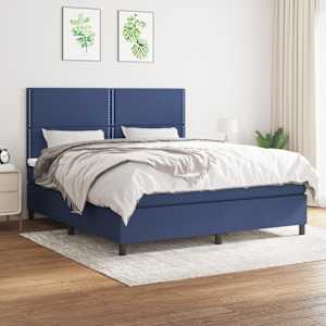 Box spring postel s matrací modrá 180x200 cm textil - obrázek 1