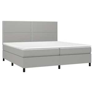Box spring postel s matrací světle šedá 200 x 200 cm textil - obrázek 3