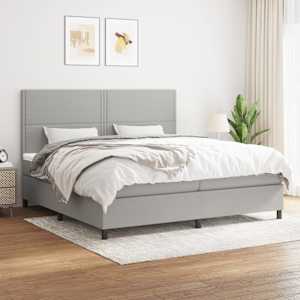 Box spring postel s matrací světle šedá 200 x 200 cm textil - obrázek 1