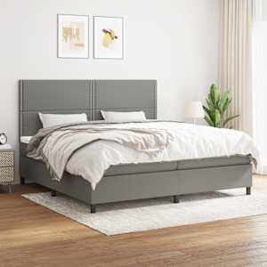 Box spring postel s matrací tmavě šedá 200x200 cm textil - obrázek 1