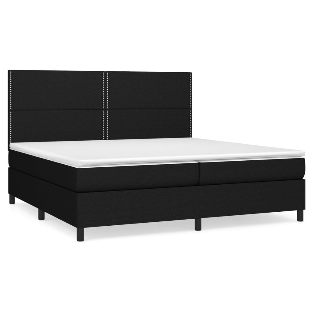 vidaXL Box spring postel s matrací černá 200x200 cm textil