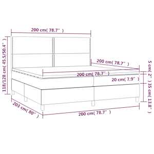 Box spring postelja z vzmetnico črn 200x200 cm blago - slika 6