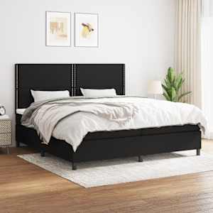 Box spring postelja z vzmetnico črn 200x200 cm blago