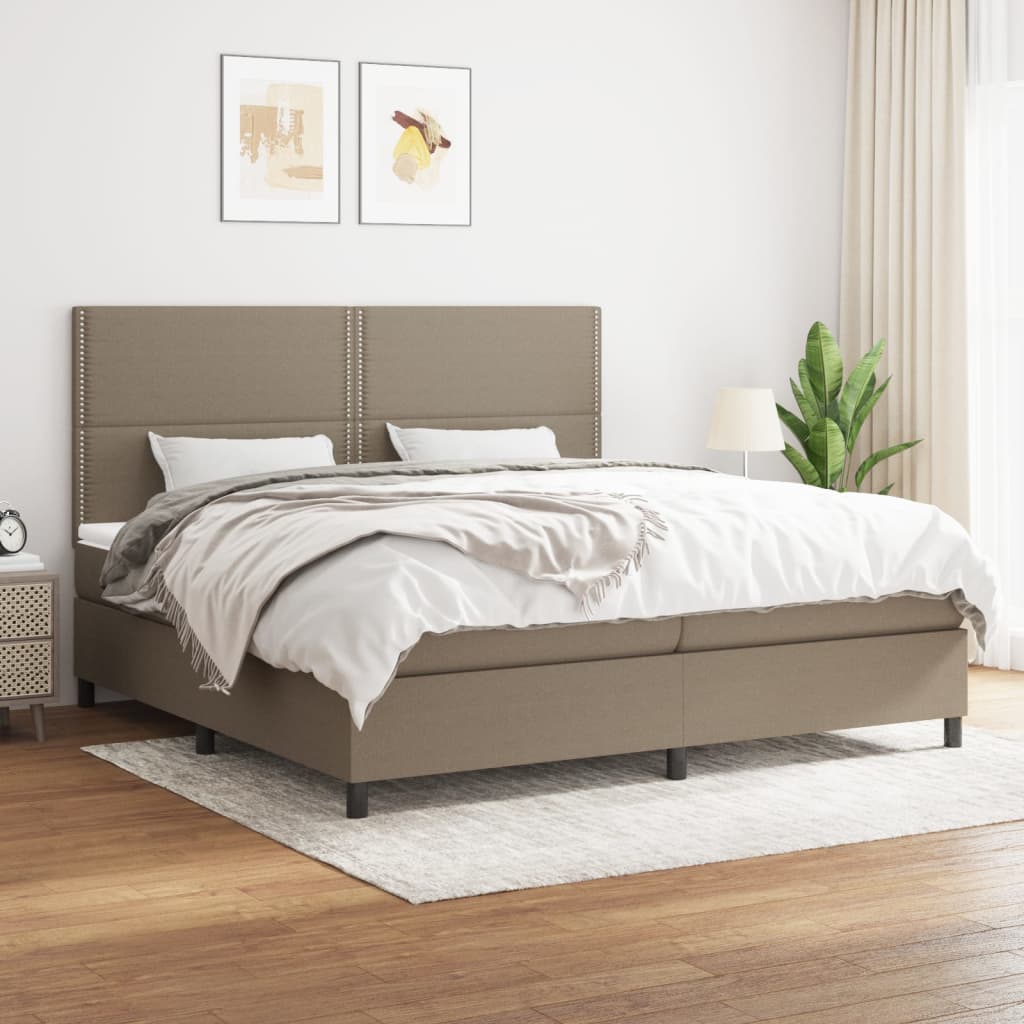 vidaXL Boxspringbett mit Matratze Taupe 200x200 cm Stoff